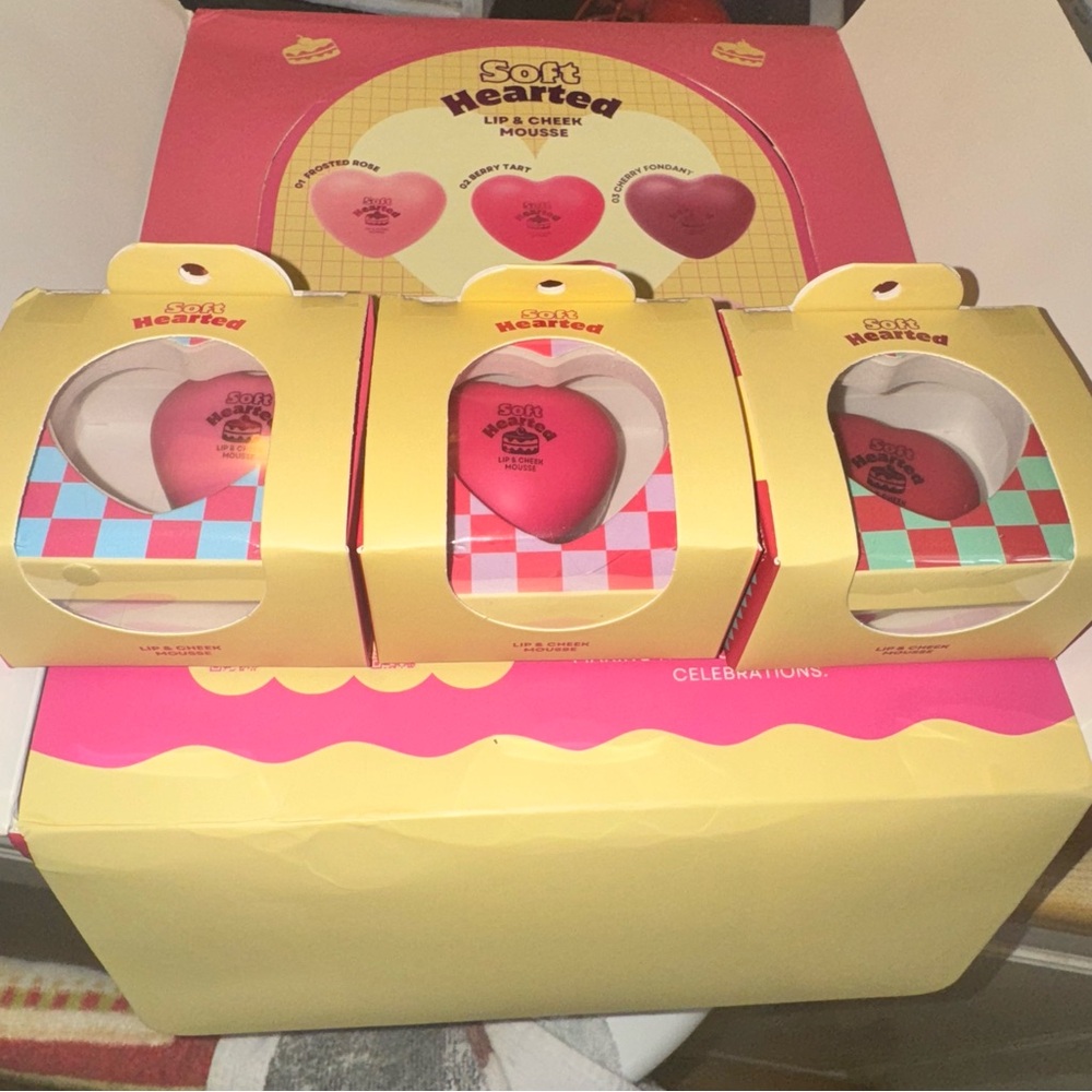 Soft hearted lip & cheek mousse. Bundle of 3